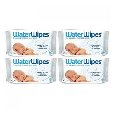 WATERWIPES Lingettes bébé sans actif chimique 4 Paquets de 60 lingettes