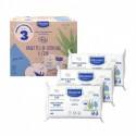 MUSTELA Lingettes de coton BIO à l'eau Lot de 3 paquets de 60