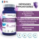 GRANIONS 22 Vitamines Minéraux et Plantes Défenses immunitaires Flacon de 90 comprimés
