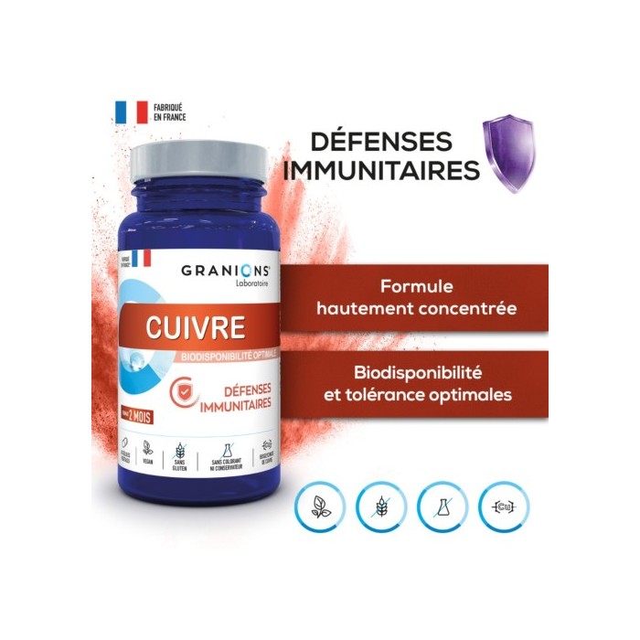 GRANIONS Cuivre Flacon de 60 gélules