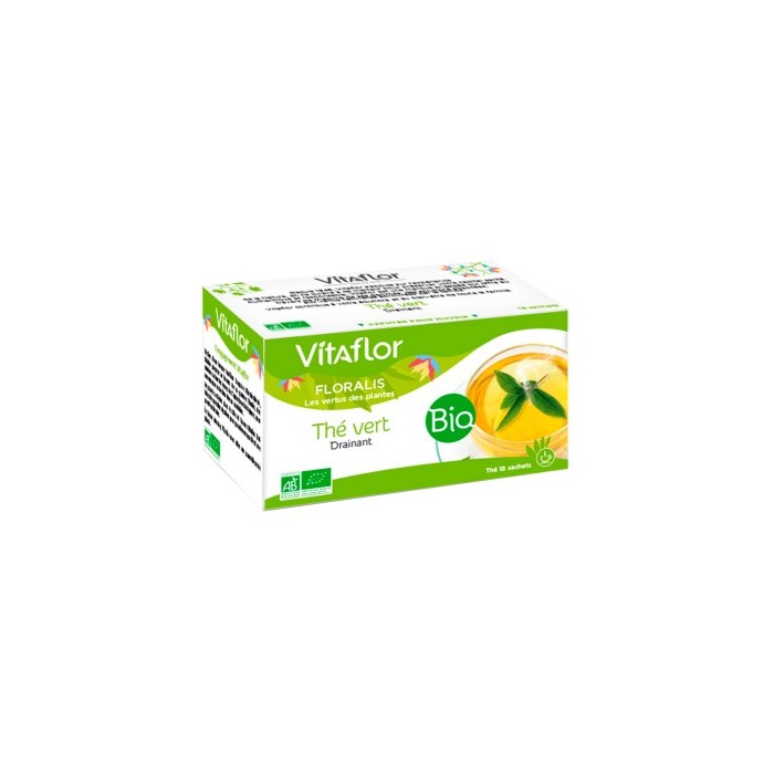 VITAFLOR Thé vert Bio Drainant Boite de 18 sachets