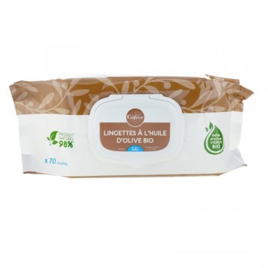 GIFRER Lingettes nettoyantes à l'huile d'olive. Paquet de 70