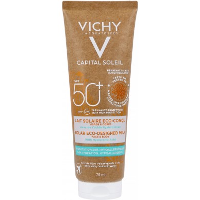 Vichy Capital Soleil Lait solaire visage et corps Eco-conçu SPF 50+ Tube de 75 ml