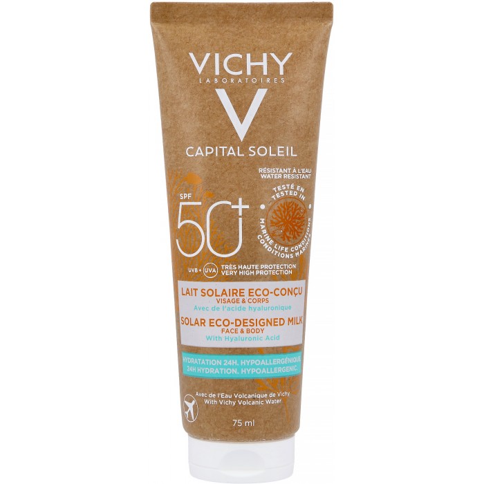 Vichy Capital Soleil Lait solaire visage et corps Eco-conçu SPF 50+ Tube de 75 ml