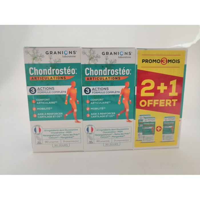 CHONDROSTEO Articulations  - 3 mois - Boite des 90 comprimés 2 + 1 offerte CHONDROSTEO Articulations  - 3 mois - Boite des 90 comprimés 2 + 1 offerte