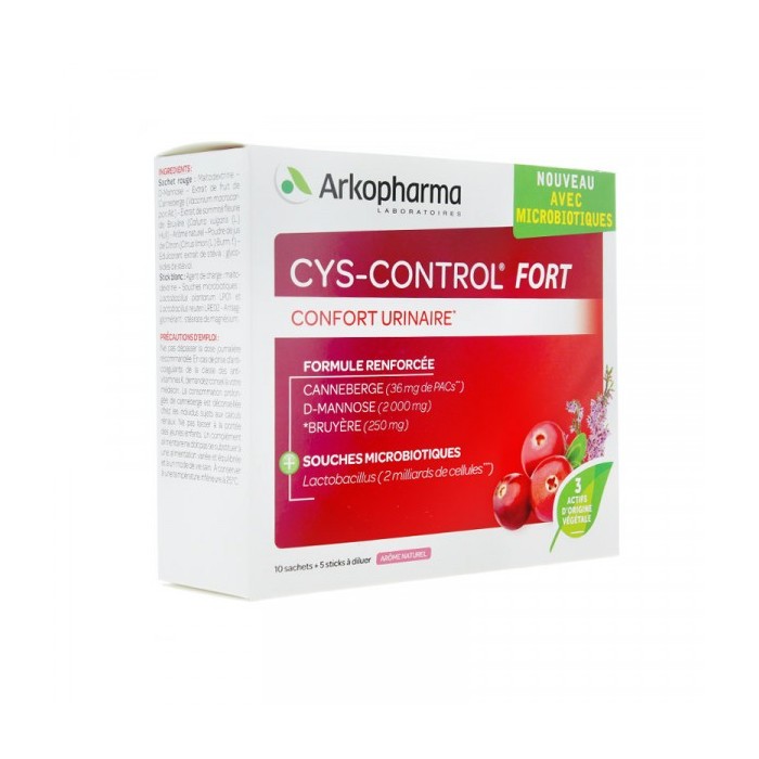 ARKOPHARMA CYS CONTROL FORT Boite de 10 sachets + 5 sticks à diluer