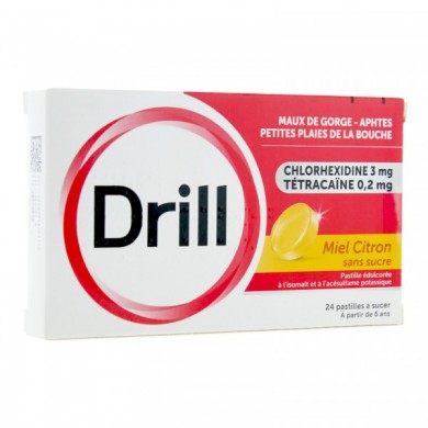 DRILL SANS SUCRE miel citron Boite de 24 pastilles DRILL SANS SUCRE miel citron Boite de 24 pastilles