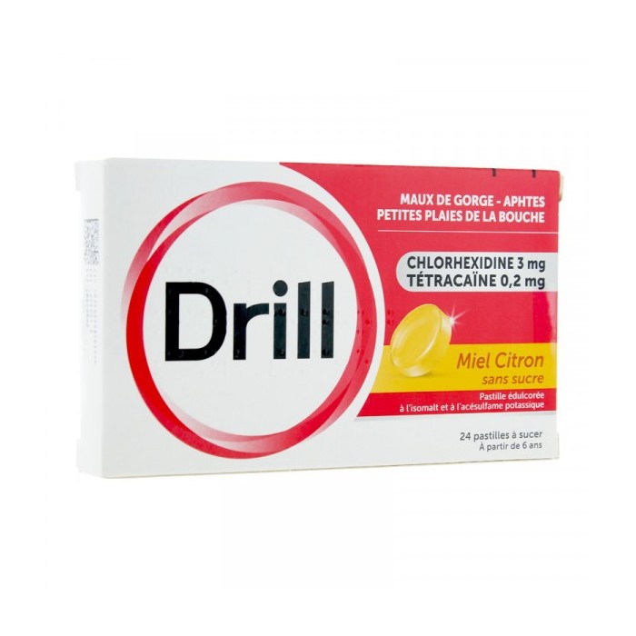 DRILL SANS SUCRE miel citron Boite de 24 pastilles