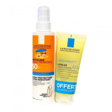 LA ROCHE POSAY Anthelios Dermo-pediatrics Spray invisible 50 + Flacon de 200 ml + huile lavante LIPIKAR AP+ 100ml offerte LA ROCHE POSAY Anthelios Dermo-pediatrics Spray invisible 50 + Flacon de 200 ml + huile lavante LIPIKAR AP+ 100ml offerte