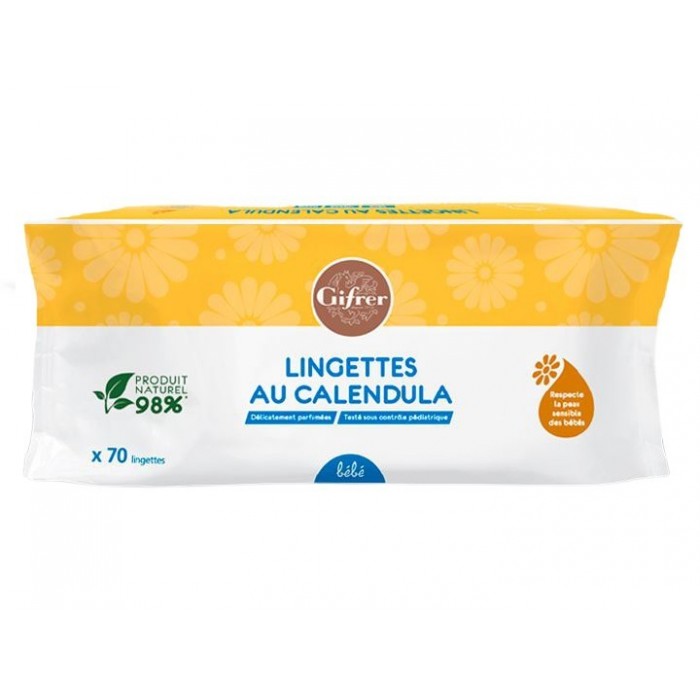GIFRER Lingettes au calendula Sachet de 70