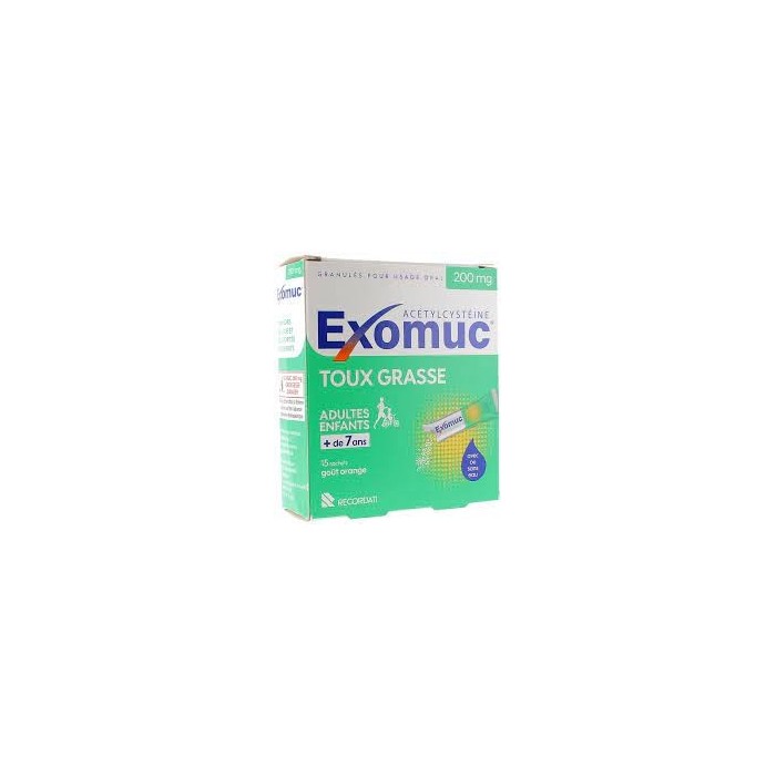 EXOMUC Toux grasse Sachet sans eau Goût Orange Boite de 15
