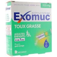 EXOMUC Toux grasse Sachet sans eau Goût Orange Boite de 15