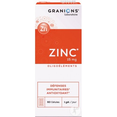 Laboratoires des GRANIONS ZINC 15 Mg Boite de 60 gélules Laboratoires des GRANIONS ZINC 15 Mg Boite de 60 gélules
