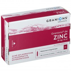 GRANIONS DE ZINC 15 Mg / 2 ml Boite de 30 ampoules GRANIONS DE ZINC 15 Mg / 2 ml Boite de 30 ampoules