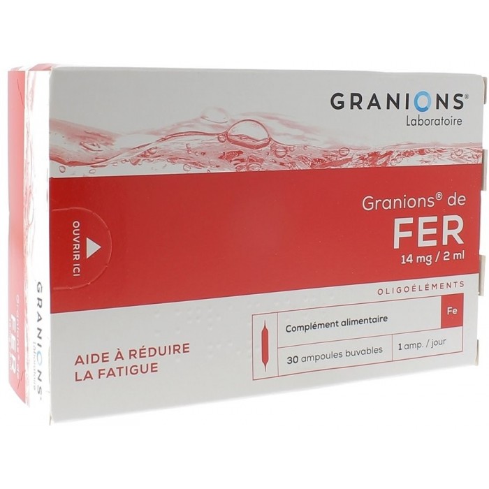 GRANIONS DE FER 14 MG/2ML Boite de 30 ampoules