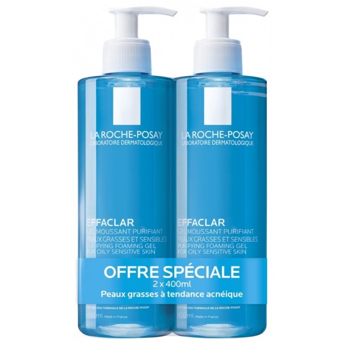 LA ROCHE POSAY EFFACLAR Gel moussant purifiant offre 2 flacon pompe de de 400ml