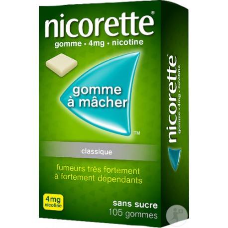 NICORETTE Classique 4 mg nicotine Boite de 105 gommes à mâcher