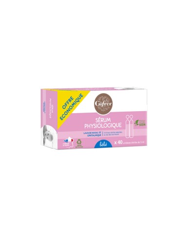Sérum physiologique GIFRER Lot de 2 x 40 Unidoses de 5ml
