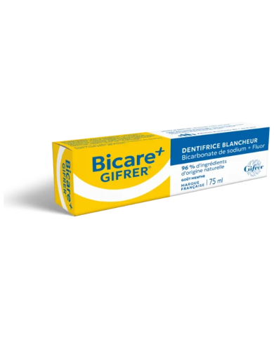 BICARE + Dentifrice Blancheur au Bicarbonate de sodium & Fluor Tube de 75 ml