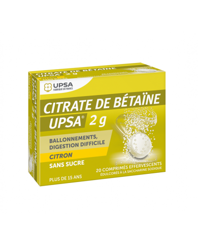 CITRATE DE BETAINE UPSA 2g Comprimés effervescents 2 Tubes de 10